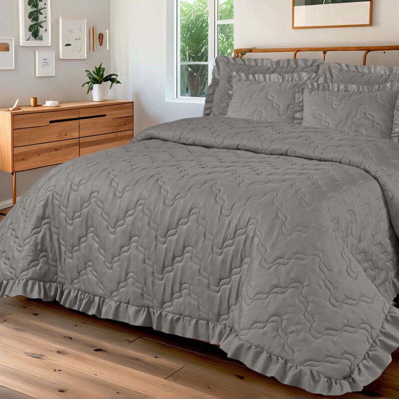 Couvre-lit en soie Coral Grey