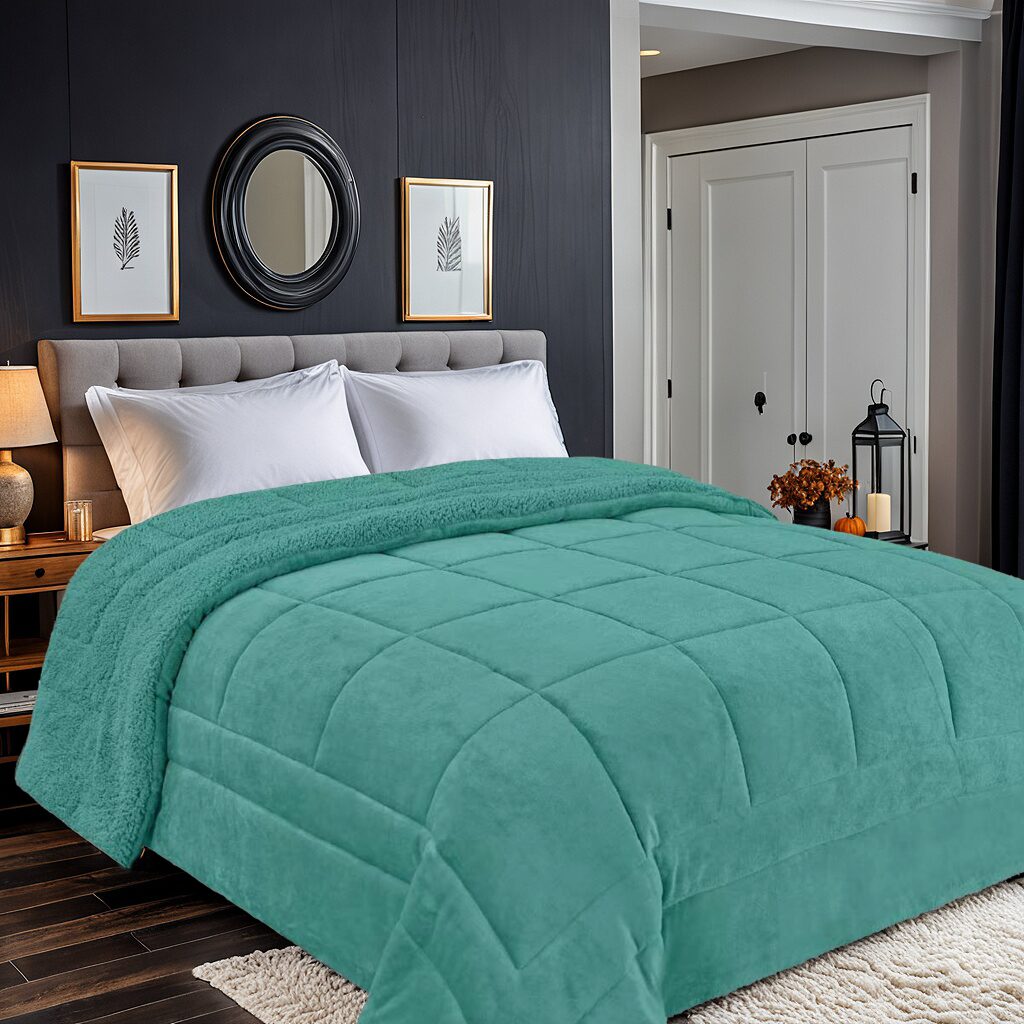 Housse de couette en agneau Núria vert