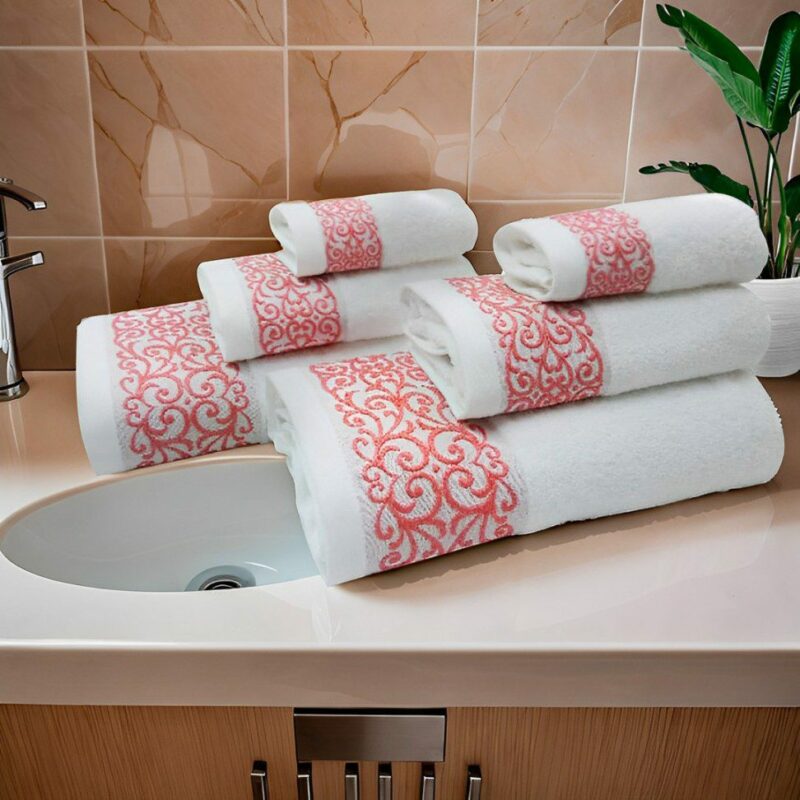 Jogo de Banho Lux Branco Rosa 450 Grms2