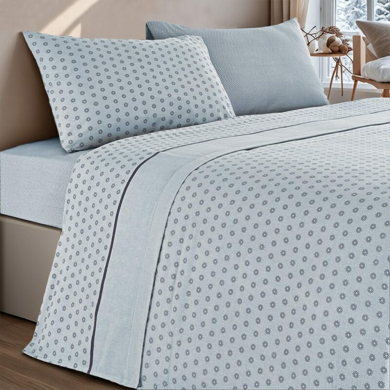 Davi Blau Flanell Bettlaken