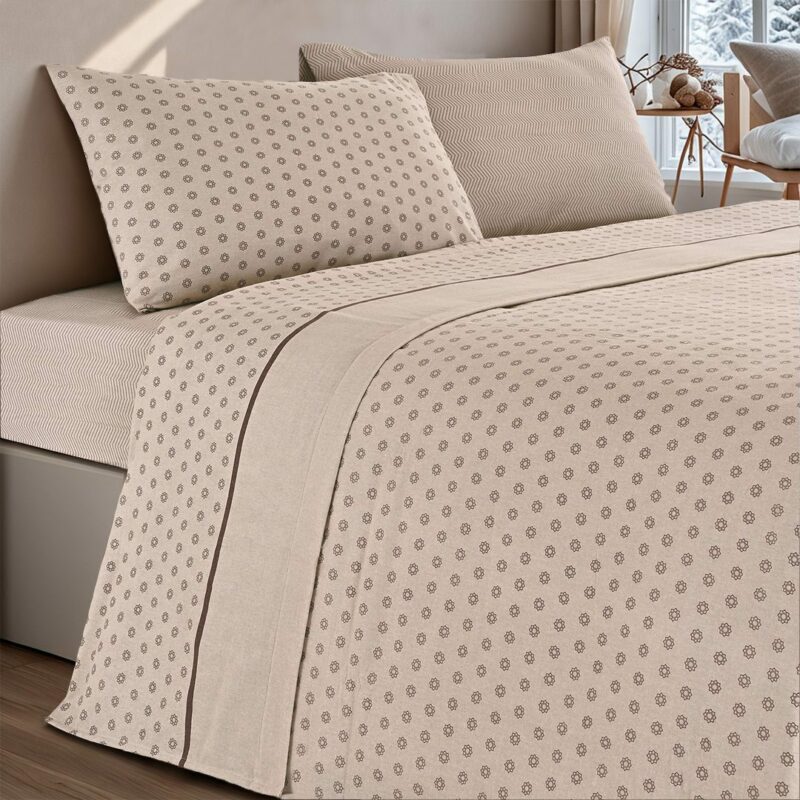 Davi Beige Flanell Bettlaken