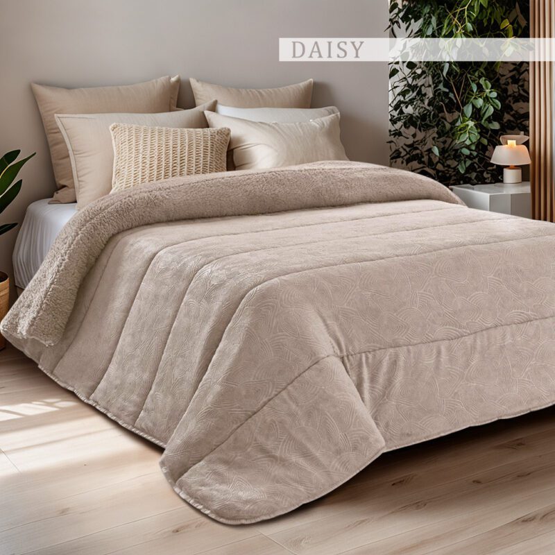 Nari Beige Lammfell-Bettbezug