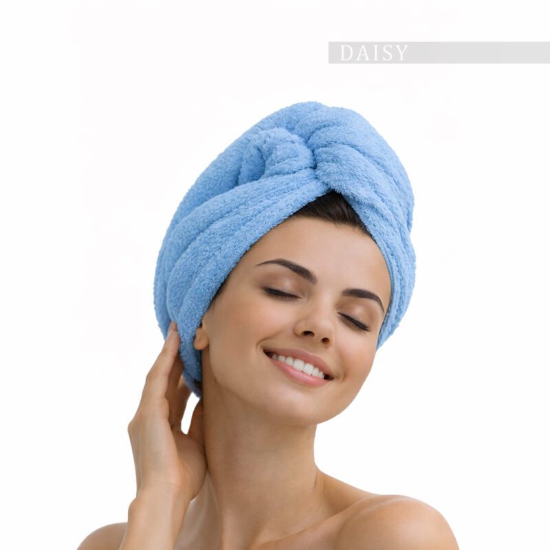 Toalha Turbante Seca-Cabelo Azul