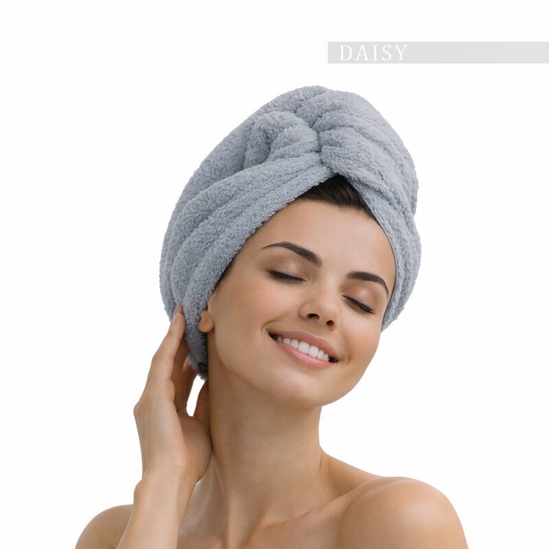 Toalha Turbante Seca-Cabelo Cinza