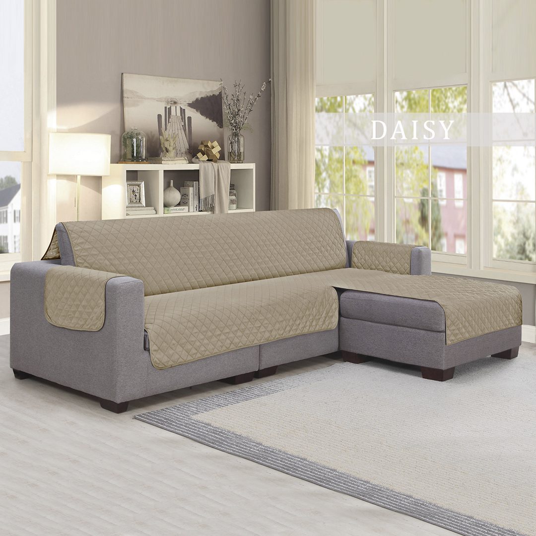 Beige Chaise Longe Sofaschoner