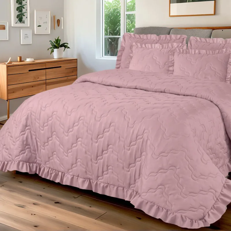 Pink Coral Silk Tagesdecke