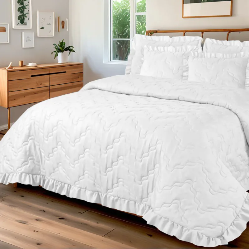 Couvre-lit en soie Coral White