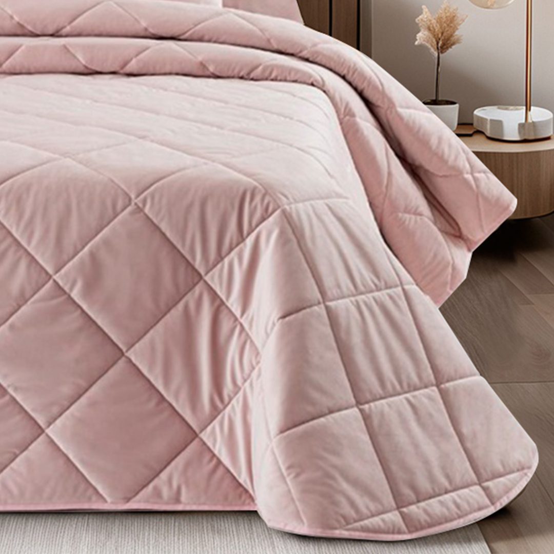 Edredom Siena Veludo Rosa