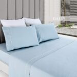 Draps de lit unis bleus